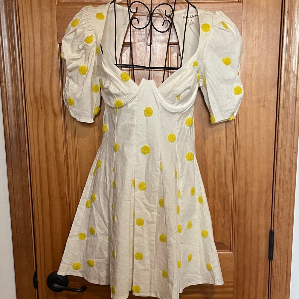 NWT For Love and Lemons Yellow Polka Dot Dress Size S